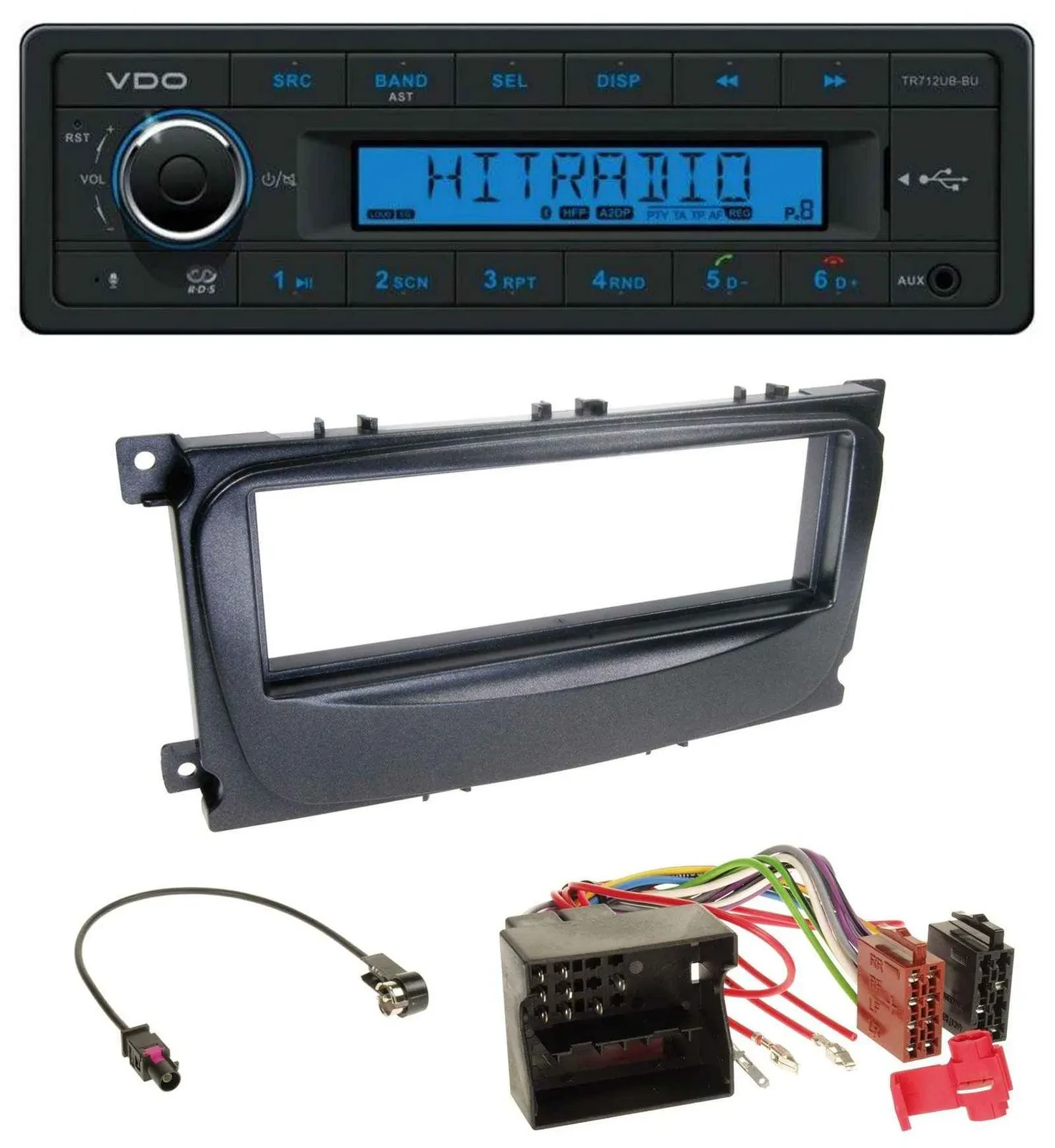 Автомагнитола для Ford Mondeo/S-Max (2007–2014) VDO Bluetooth, AUX, USB, MP3, черный