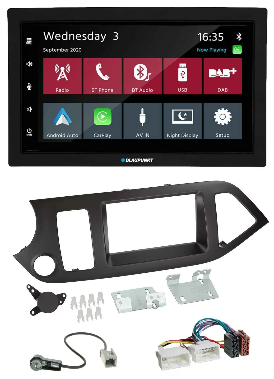 Автомагнитола Blaupunkt 2DIN, DAB, Bluetooth, USB, MP3 для Kia Picanto (с 2011)