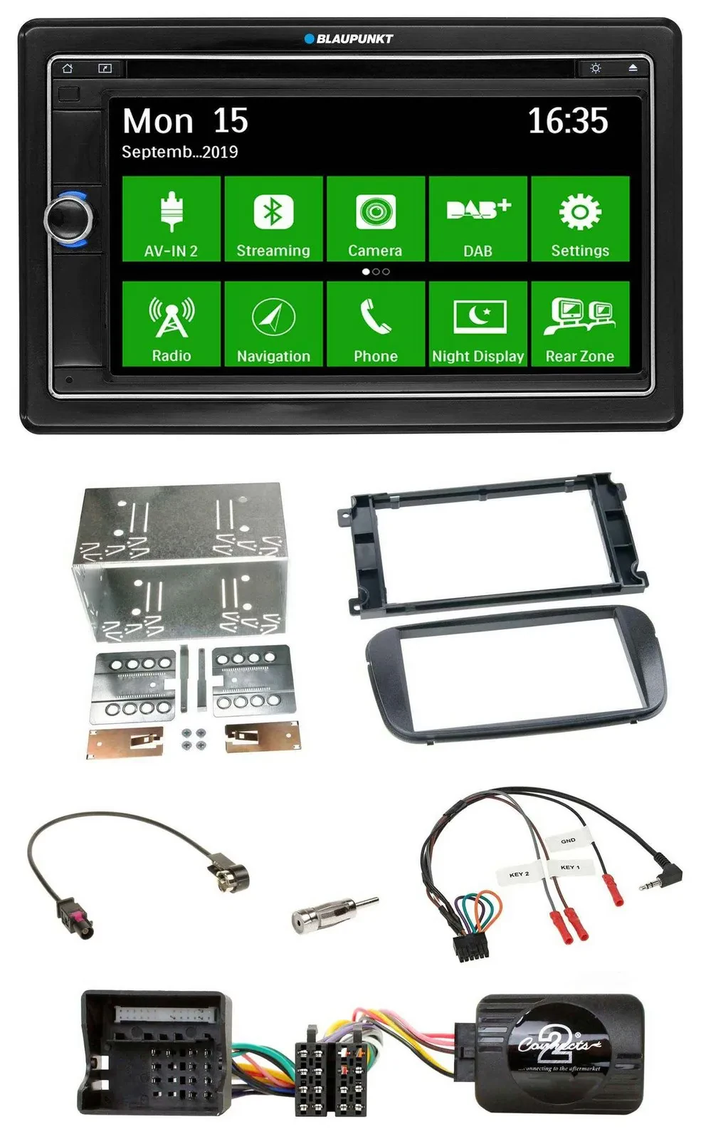 Blaupunkt Bluetooth 2DIN Lenkrad DAB USB TMC Navigation für Ford Focus C Max Gal