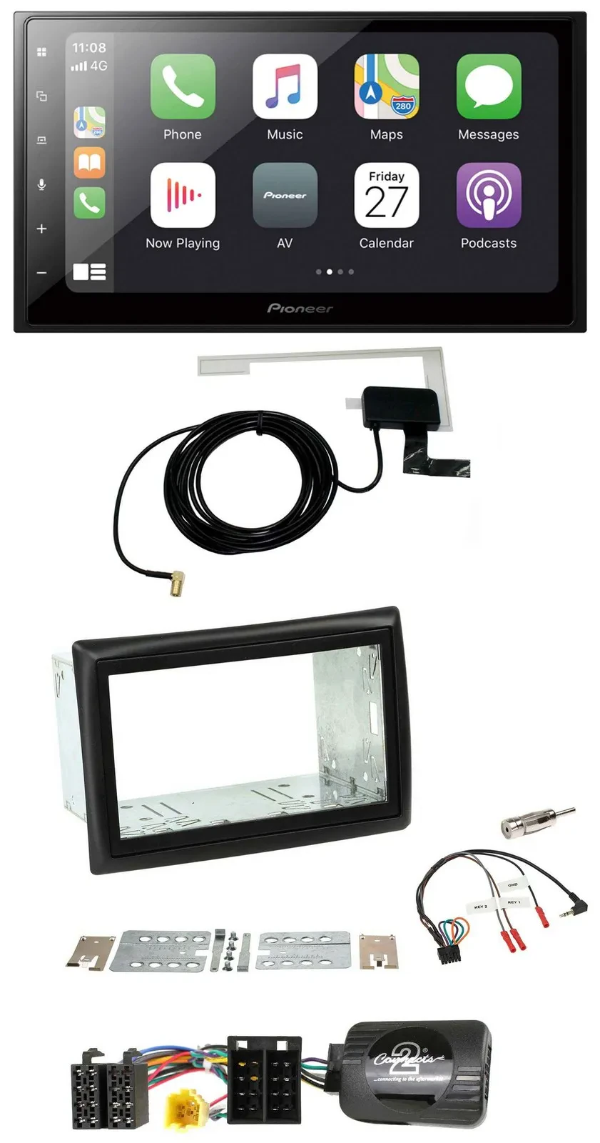 Pioneer USB Lenkrad 2DIN Bluetooth DAB Autoradio für Renault Megane II 2005-2008