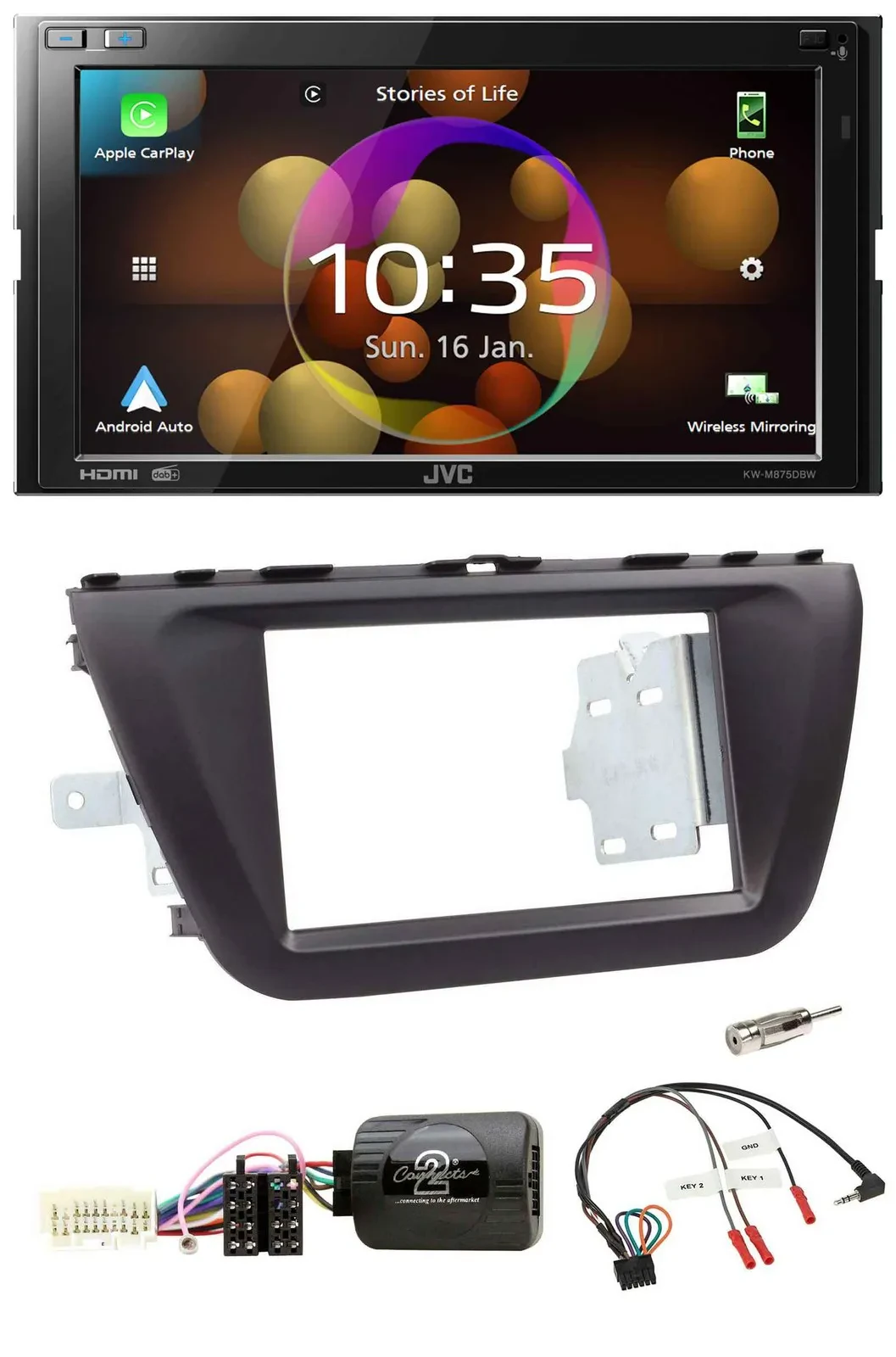 JVC DAB Lenkrad 2DIN Bluetooth USB Autoradio für Suzuki SX4 ab 2013