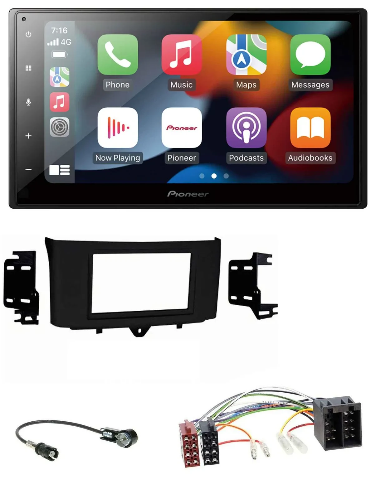 Pioneer DAB Bluetooth 2DIN USB MP3 Autoradio für Smart ForTwo 10-15 ISO Profiver