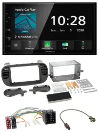 Kenwood Bluetooth MP3 DAB USB 2DIN Autoradio für Fiat 500 ISO ab 12 soft touch