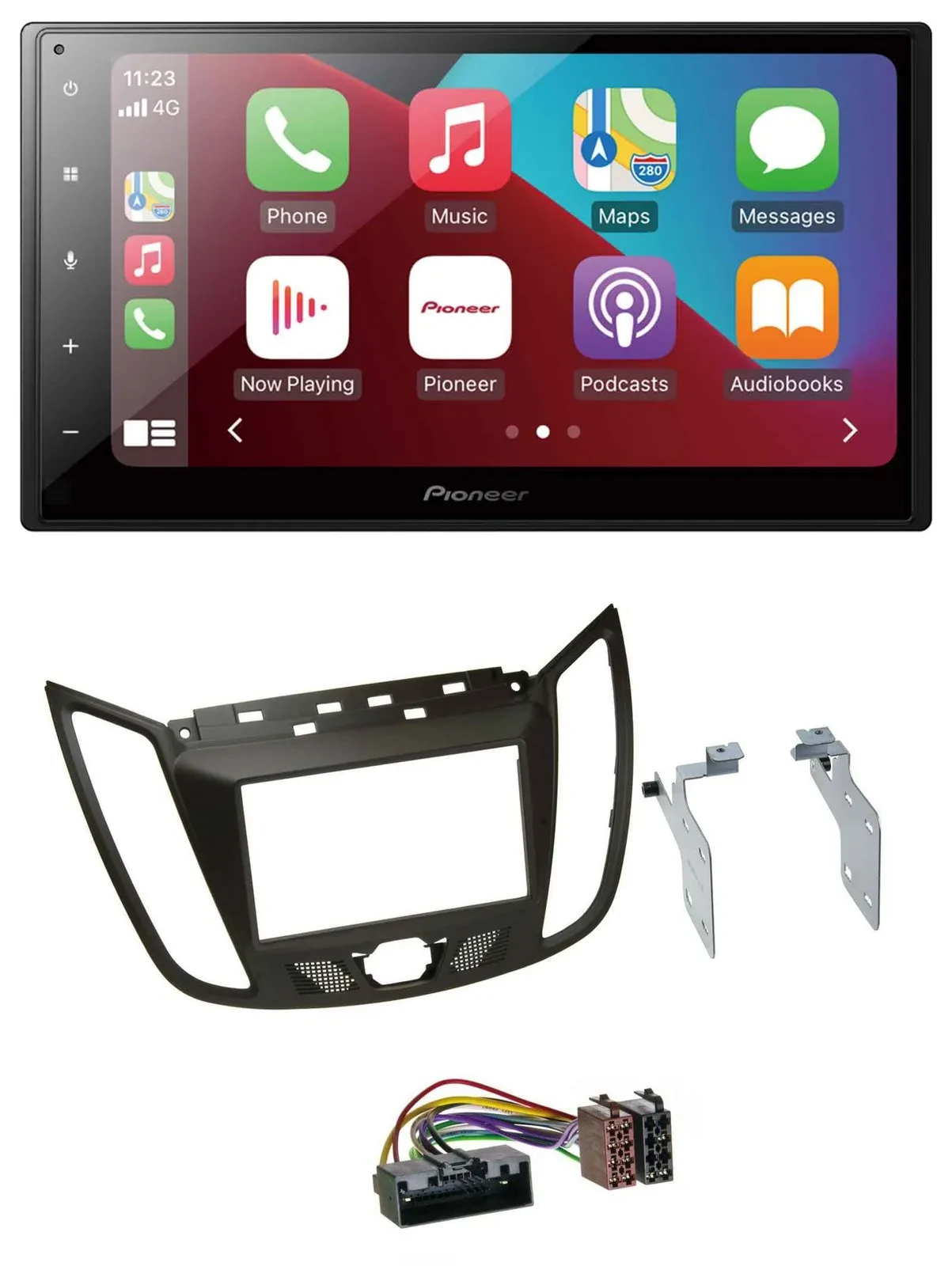 Pioneer USB MP3 DAB 2DIN Bluetooth Autoradio für Ford C-Max (ab 10) braun