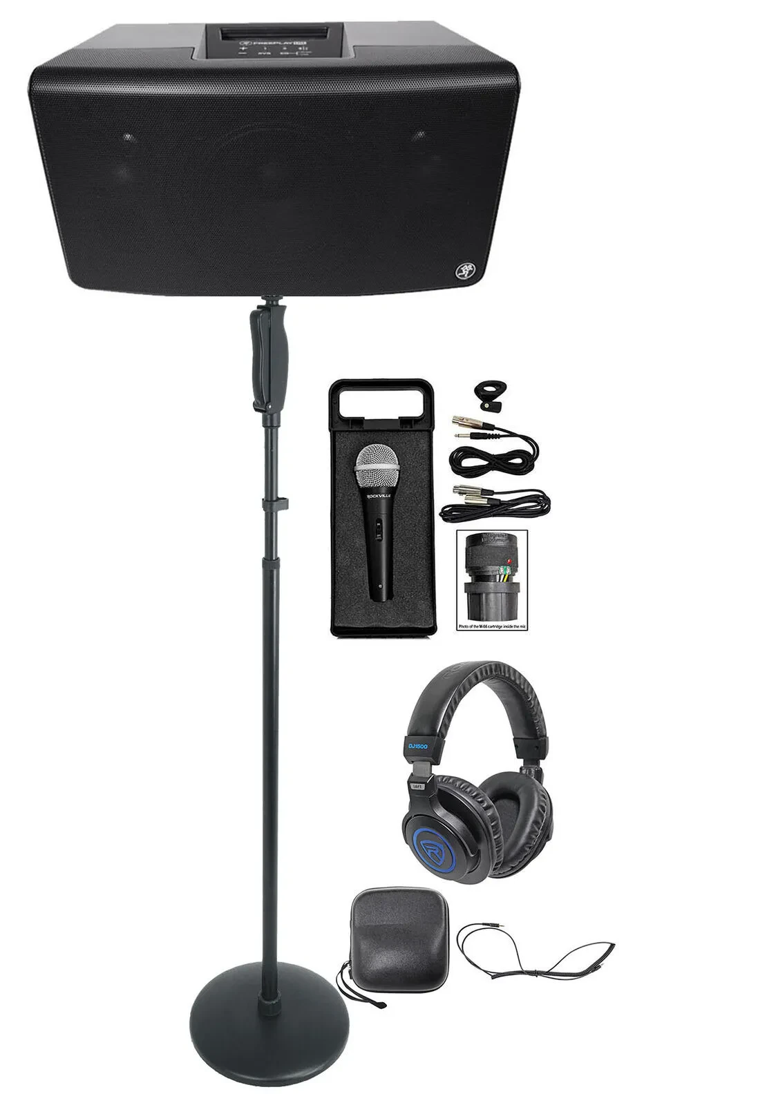 Mackie FreePlay LIVE Rechargeable DJ PA Bluetooth Speaker+Stand+Mic+Headphones