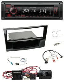 Kenwood Lenkrad CD USB Bluetooth DAB Autoradio für Opel Corsa D Klavierlack 09-1