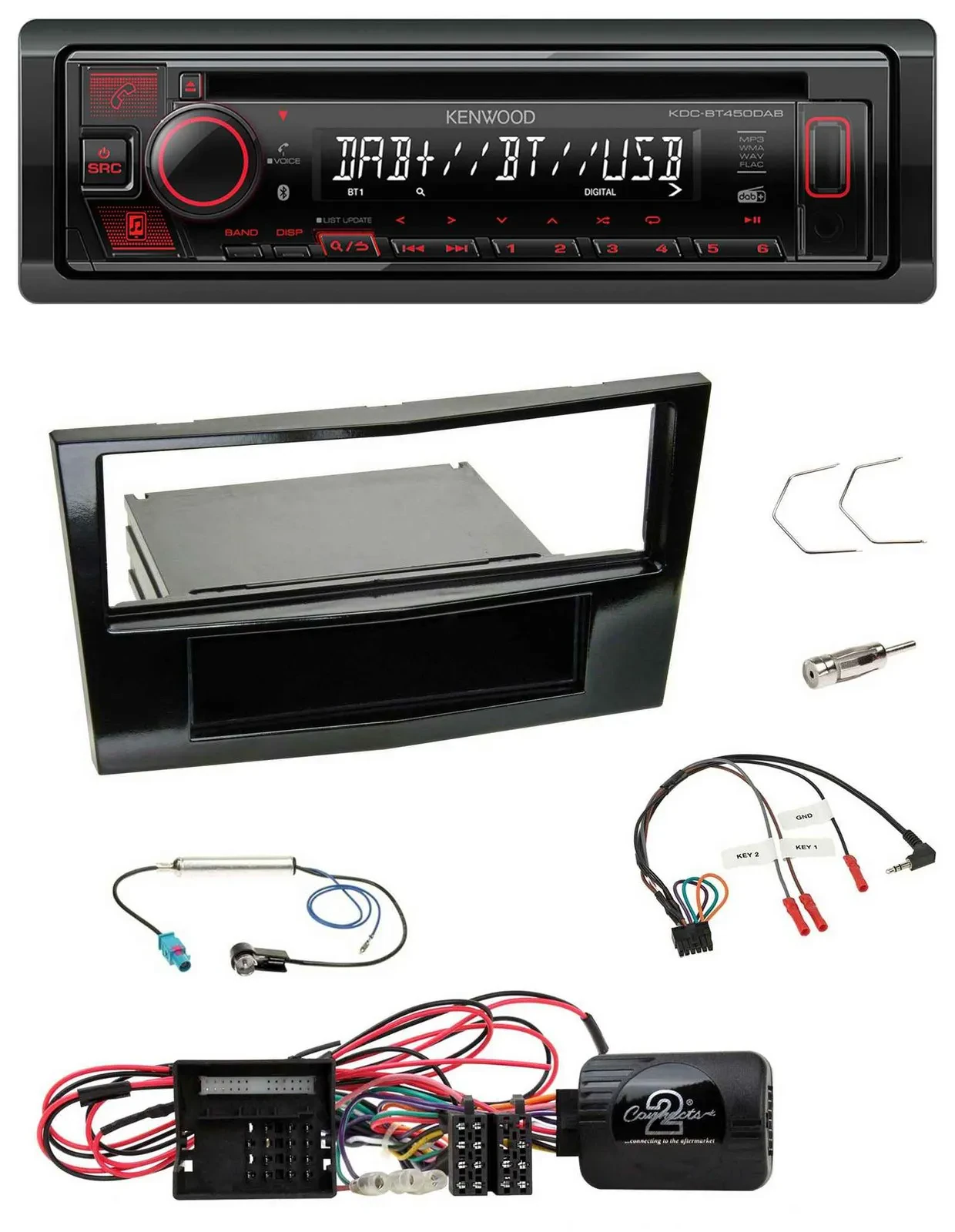 Kenwood Lenkrad CD USB Bluetooth DAB Autoradio für Opel Corsa D Klavierlack 09-1