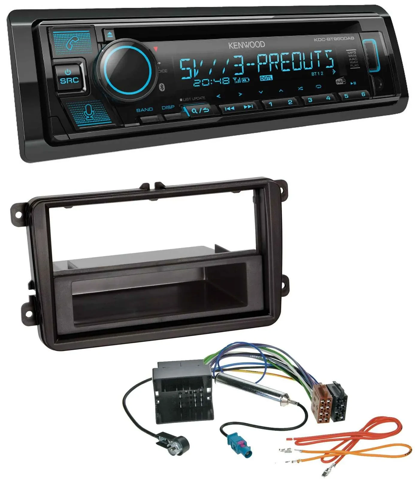 Kenwood Bluetooth USB CD MP3 DAB Autoradio für VW Passat 05-10 Polo 09-14 Sciroc