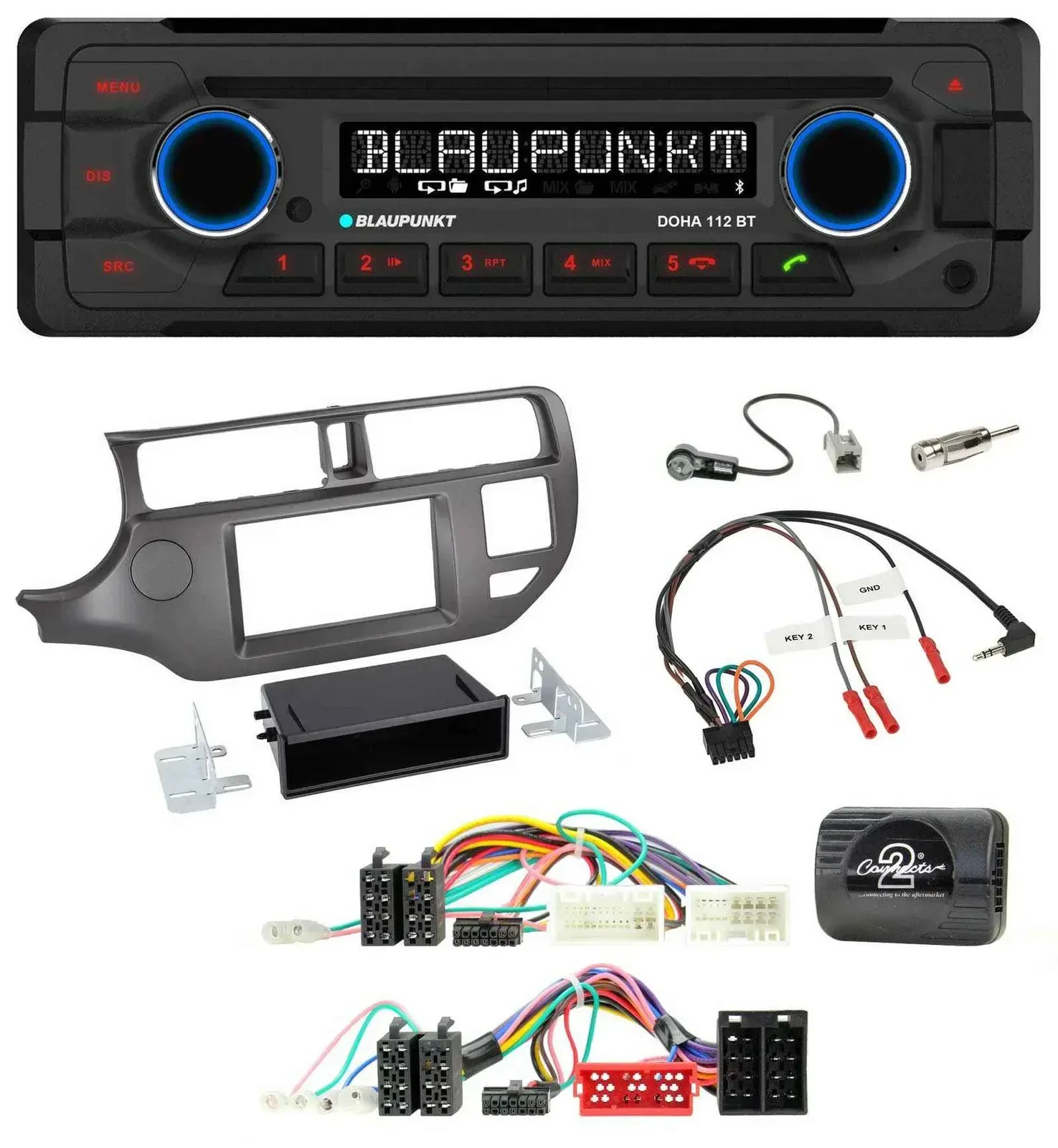 Blaupunkt Lenkrad MP3 CD Bluetooth USB Autoradio für Kia Rio UB 2011-2015 anthra