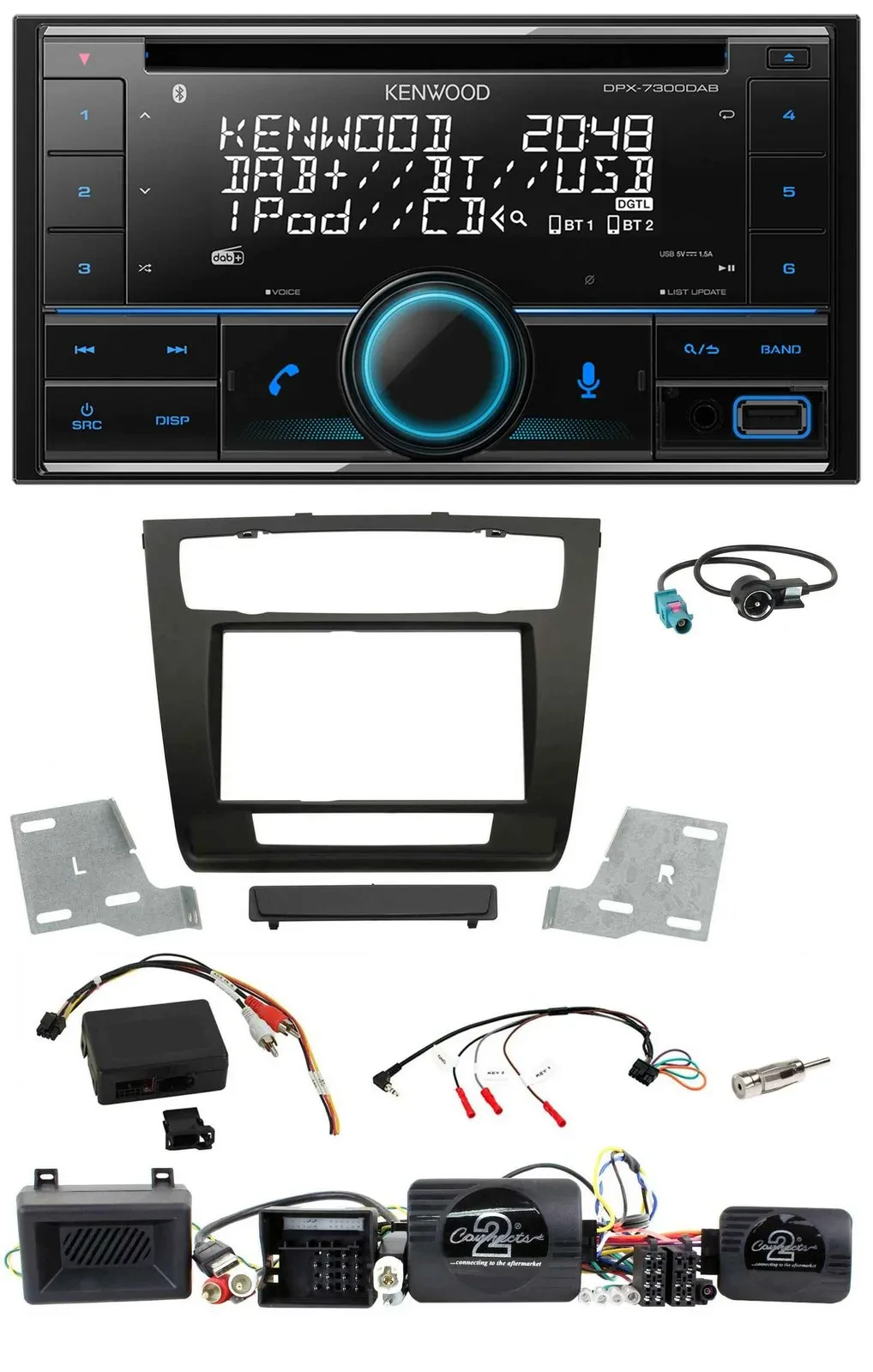 Автомагнитола для BMW 1 Series Kenwood 2-DIN CD DAB USB Bluetooth, поддержка управления на руле