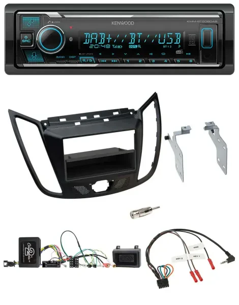 Kenwood Bluetooth Lenkrad DAB USB Autoradio für Ford C-Max Kuga matt schwarz