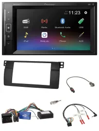 Pioneer DAB Lenkrad 2DIN Bluetooth USB Autoradio für BMW 3er 2002-2006 E46 schwa