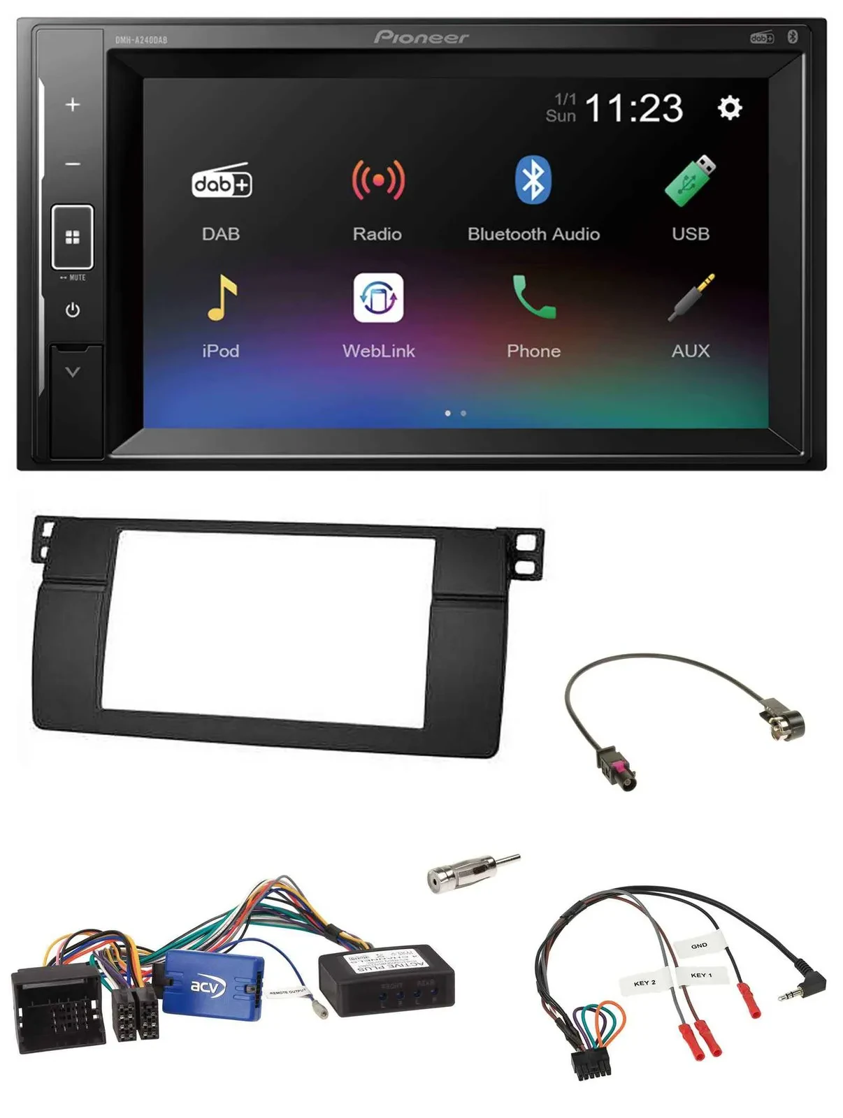 Автомагнитола для BMW 3 Series E46 (2002–2006) Pioneer 2DIN, DAB, Bluetooth, USB, черная