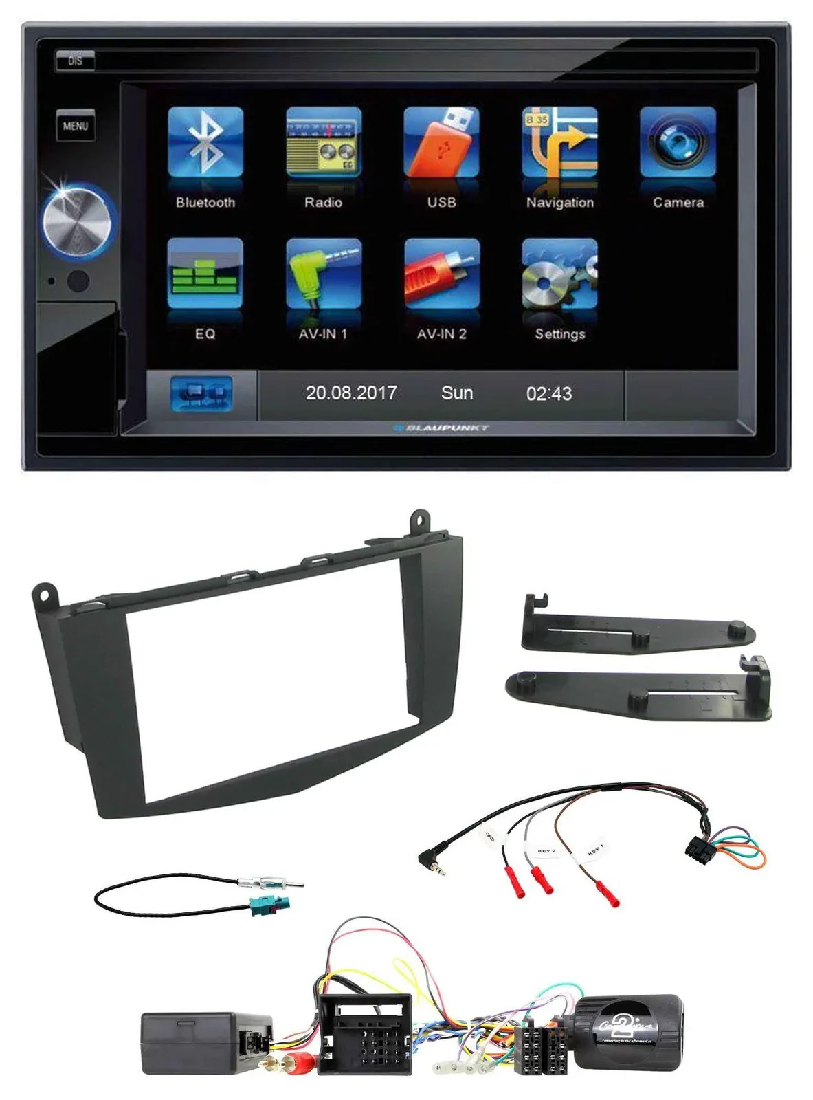 Blaupunkt 2DIN Bluetooth TMC USB Lenkrad SD Navigation für Mercedes C W204 Aktiv