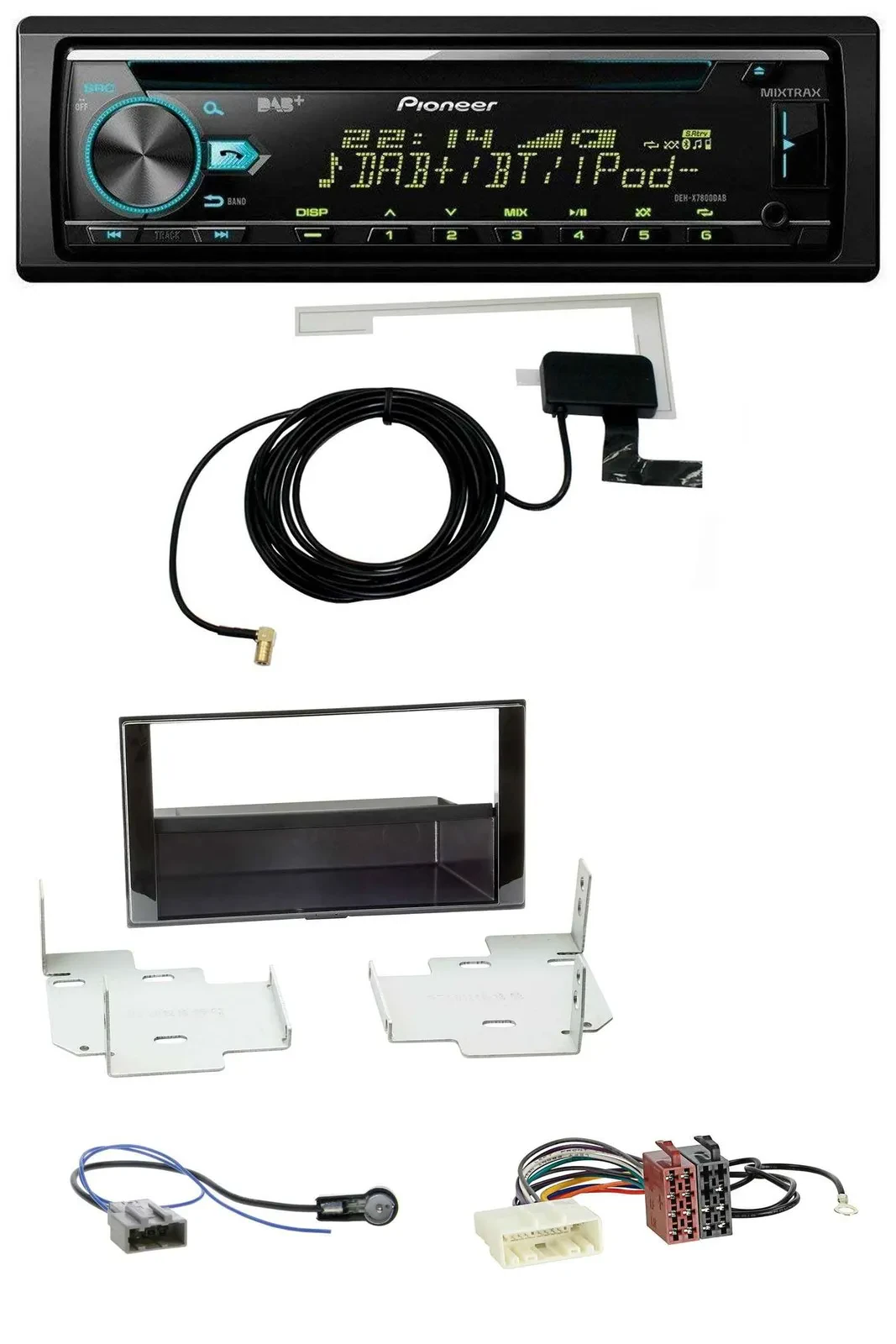 Автомагнитола для Nissan Micra (2013–2017) Pioneer MP3 CD USB AUX DAB, черный глянец