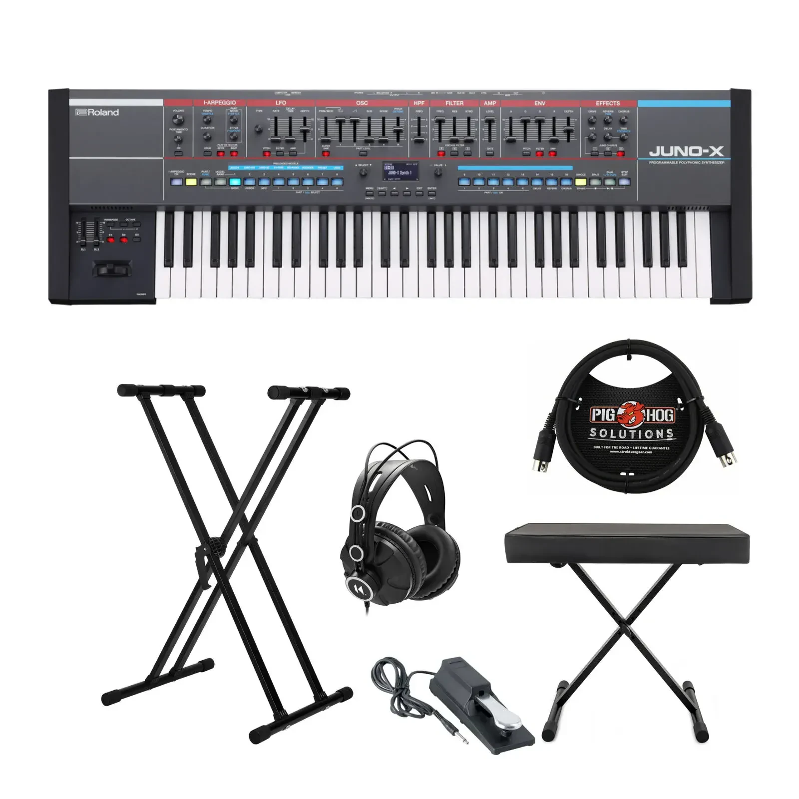Roland Juno-X Programmable Polyphonic Keyboard Synthesizer with Accessories