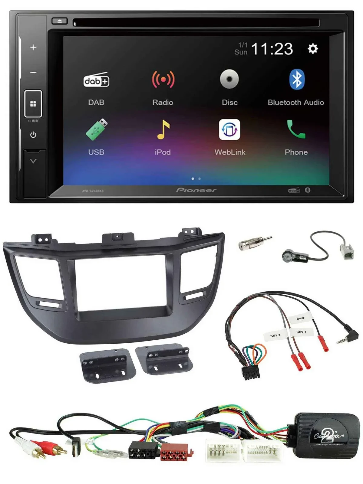 Pioneer Bluetooth Lenkrad USB 2DIN DAB DVD Autoradio für Hyundai Tucson 15-20 sc