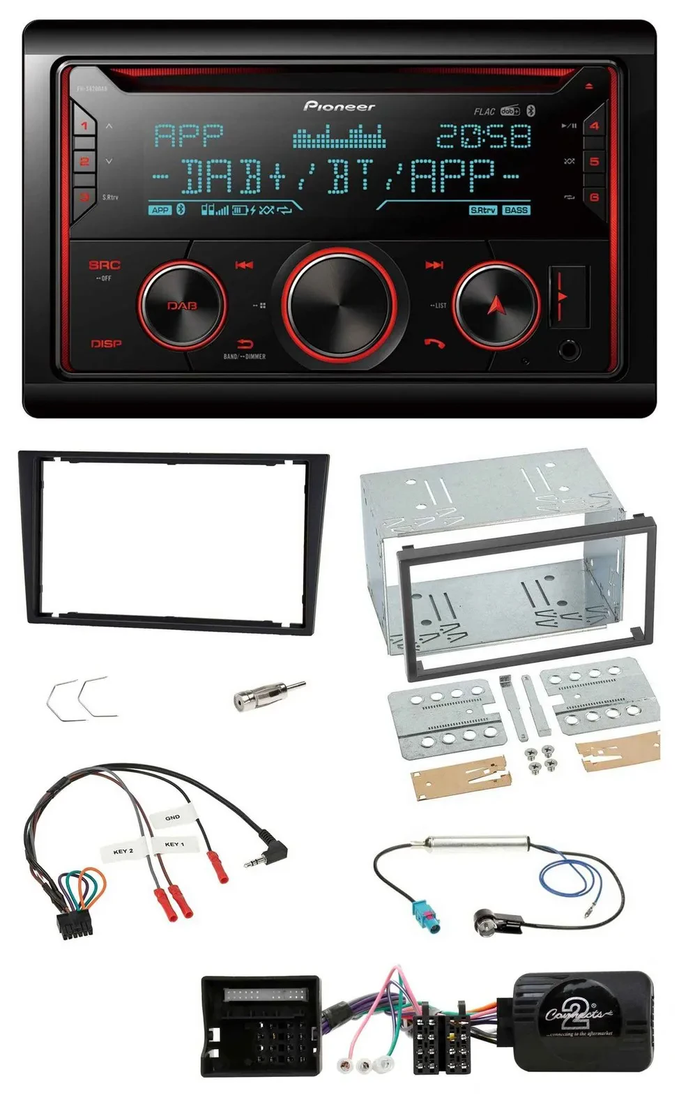 Pioneer 2DIN DAB Lenkrad Bluetooth USB CD Autoradio für Opel Corsa C Tigra Vectr