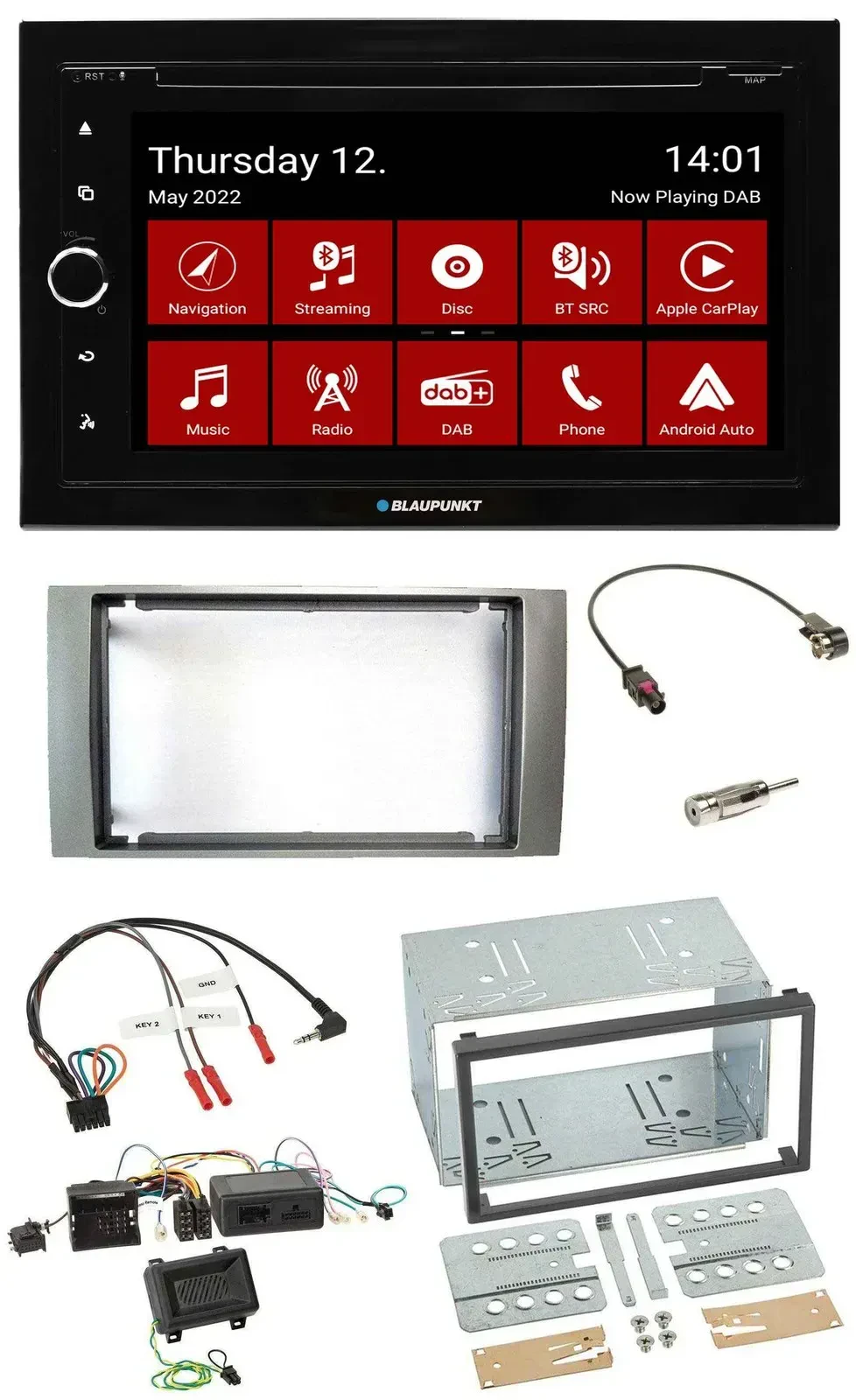Blaupunkt 2DIN Lenkrad Bluetooth USB TMC DAB Navigation für Ford Kuga 2008-2012