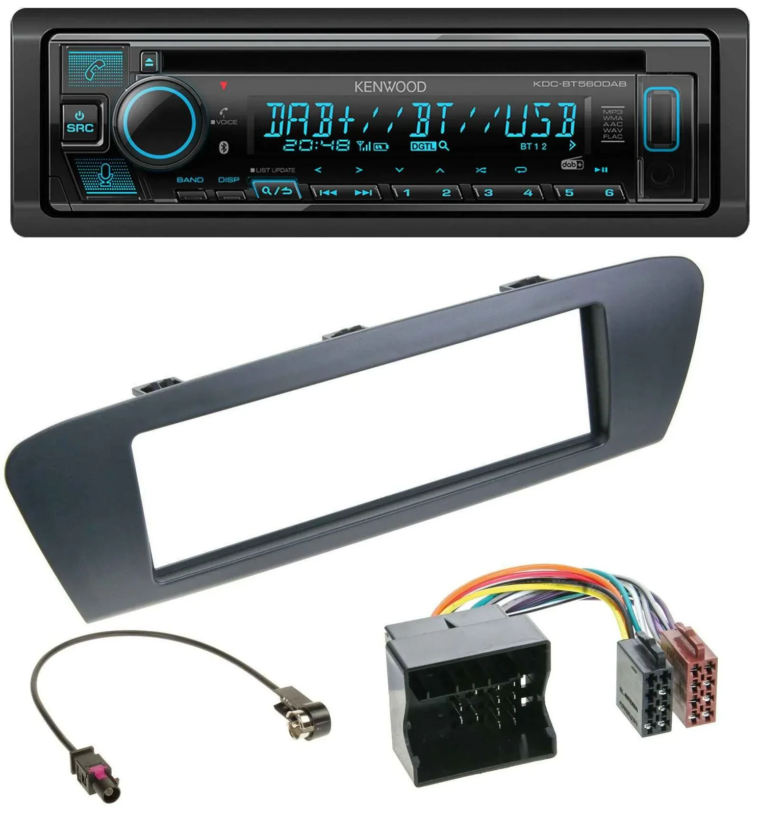Kenwood Bluetooth DAB CD MP3 USB Autoradio für Renault Scenic (ab 12) - grau
