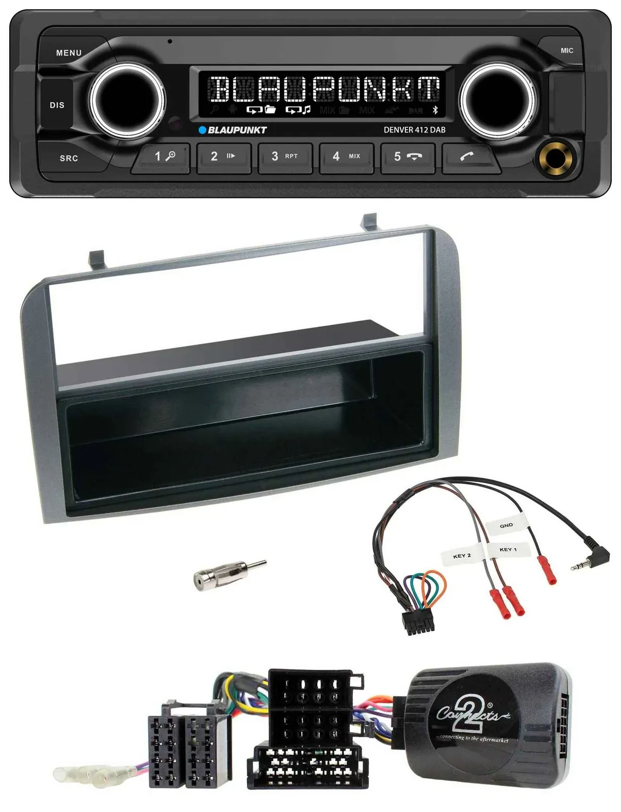 Blaupunkt Bluetooth DAB Lenkrad USB Autoradio für Alfa 147 GT 07-10 anthrazit Ab