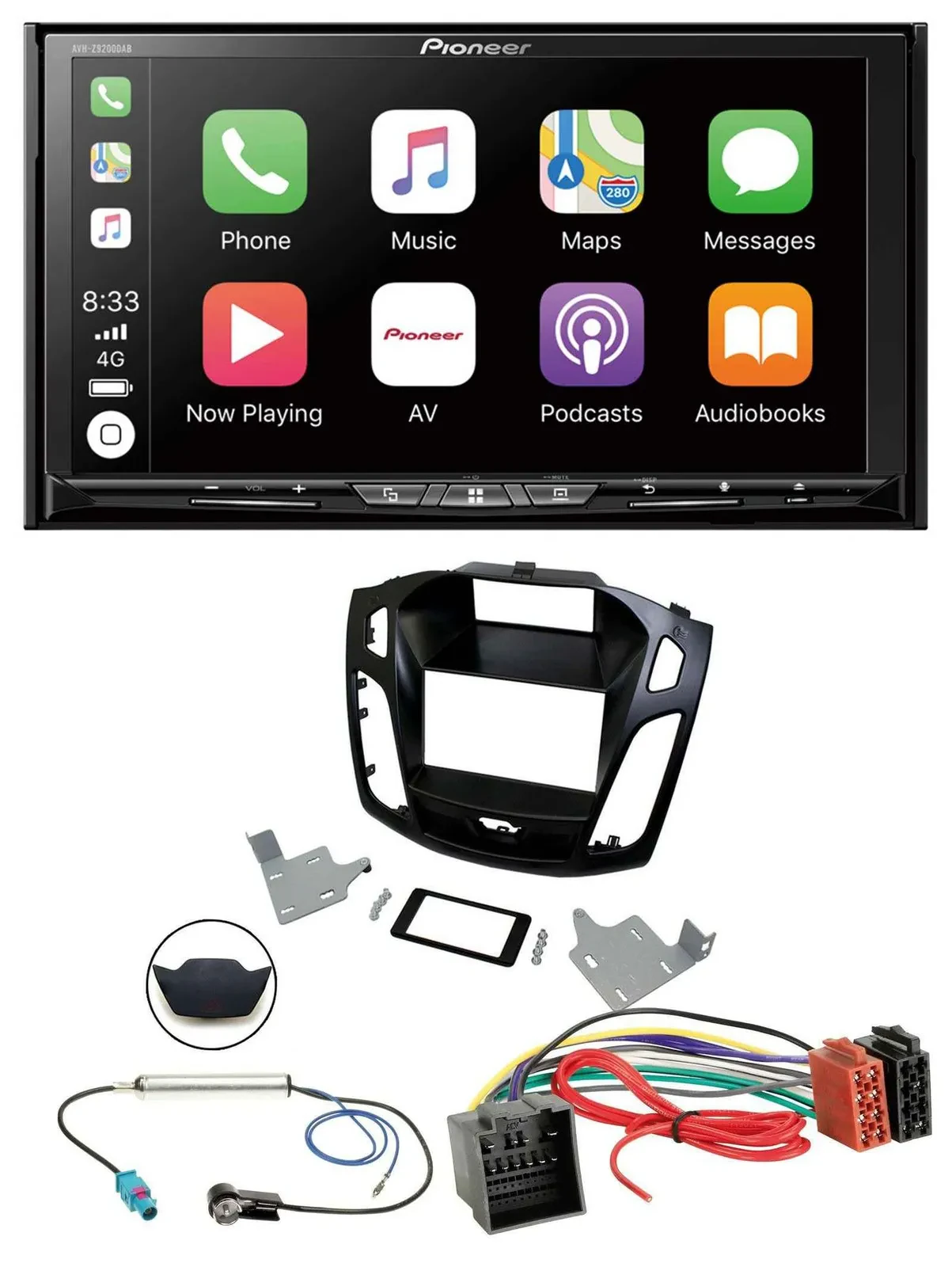 Pioneer 2DIN MP3 USB DAB DVD Bluetooth Autoradio für Ford Focus ab 2018 schwarz