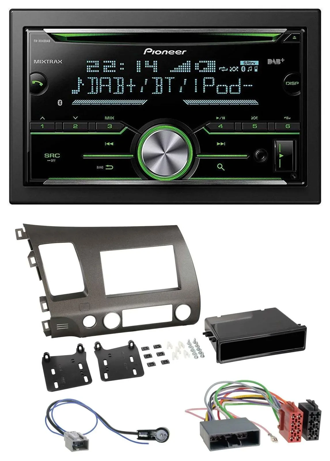 Автомагнитола для Honda Civic Hybrid FD3 (2006–2010) Pioneer 2-DIN, Bluetooth, DAB, USB, CD, MP3