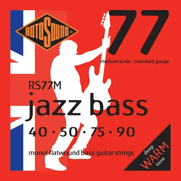 Струны для бас-гитары RotoSound RS77M Jazz Bass Monel Flatwound 40-90