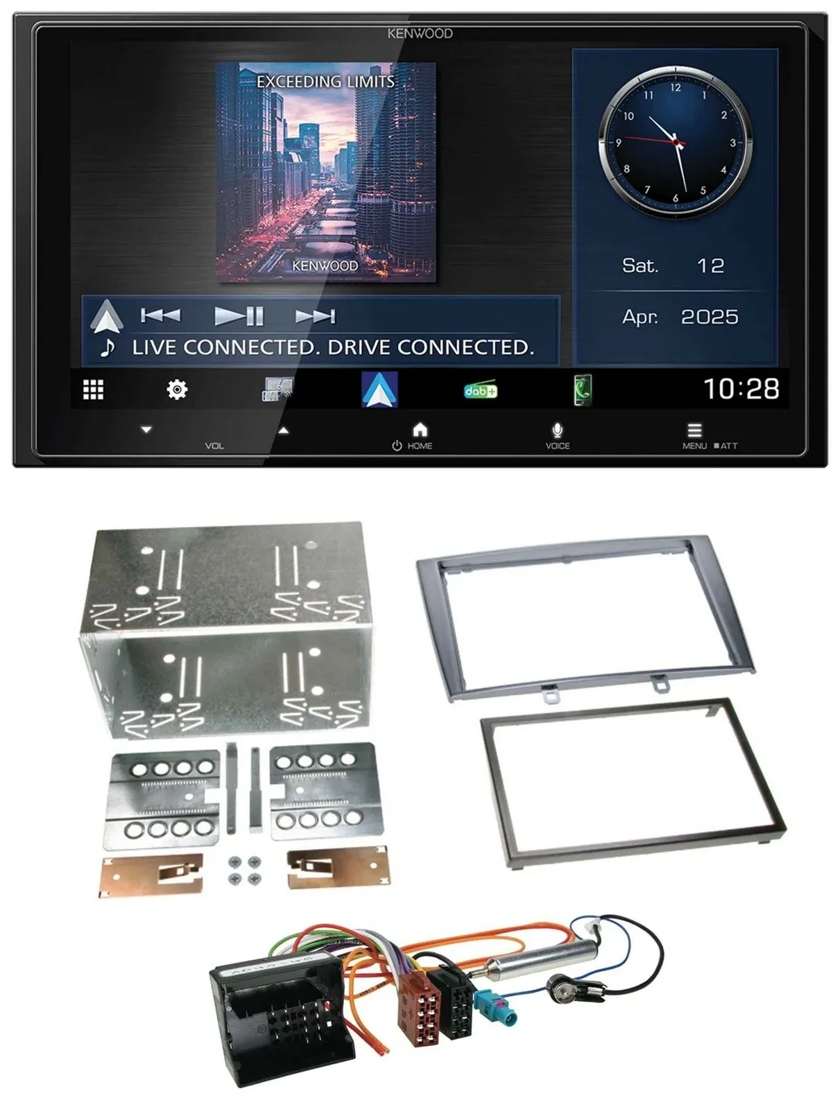 Kenwood Bluetooth 2DIN USB DAB MP3 Autoradio für Peugeot 308 07-09 silber