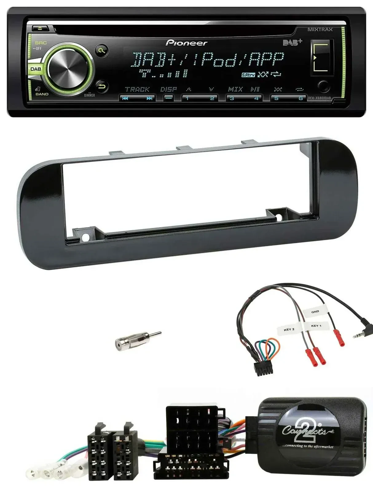 Pioneer DAB USB MP3 Lenkrad CD Autoradio für Fiat Panda 12-20 schwarz glänzend