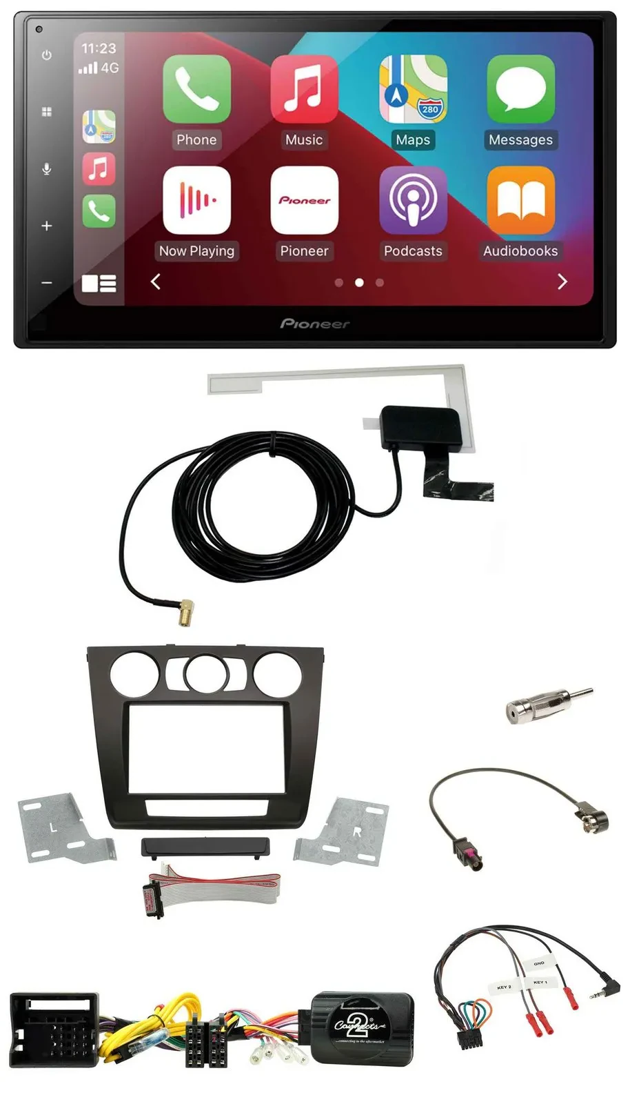 Автомагнитола Pioneer 2DIN, USB, Bluetooth, DAB, для BMW 1 Series E87/E88, поддержка кнопок на руле, для панели с механическим климатом