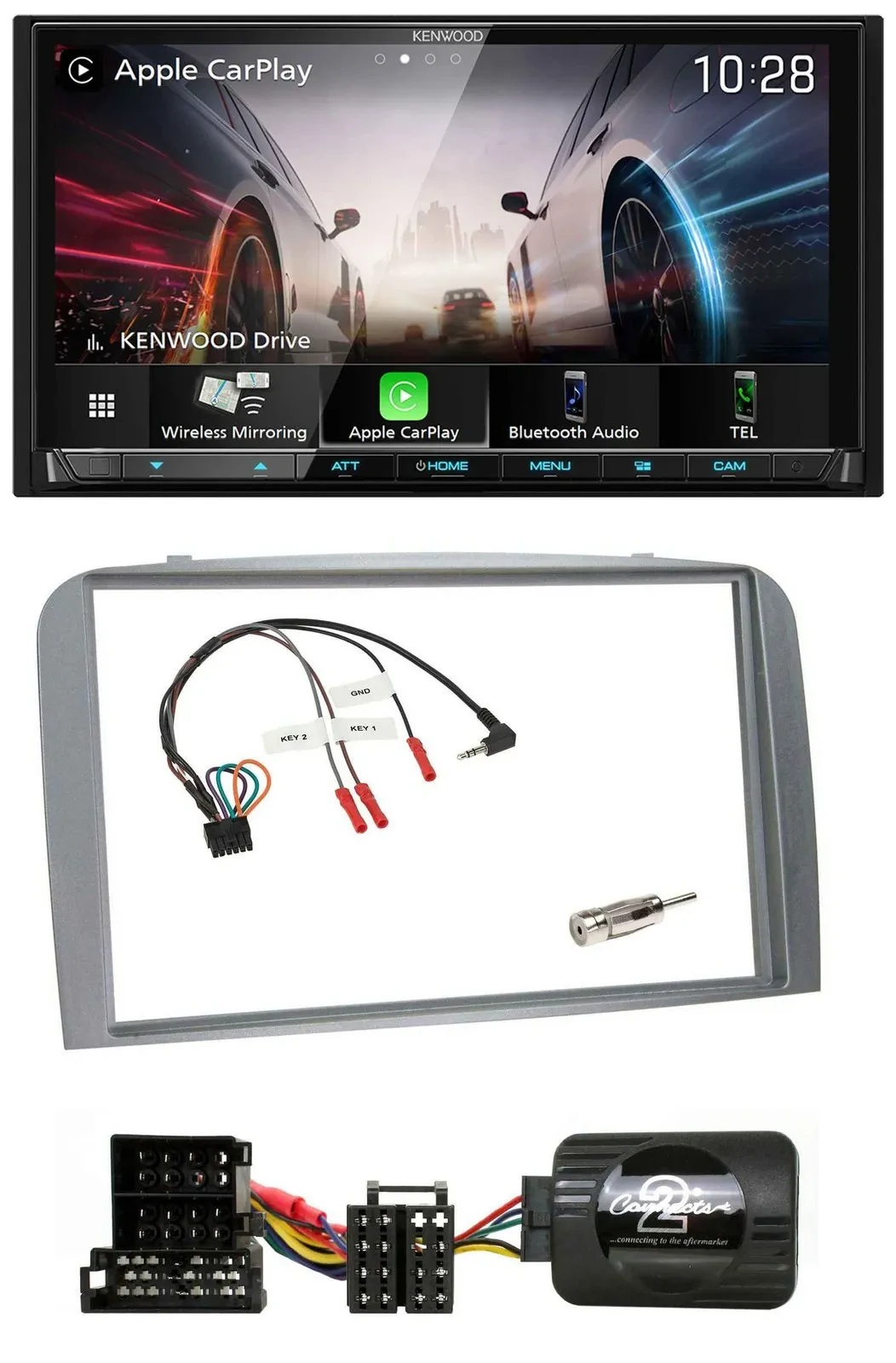 Kenwood Lenkrad 2DIN USB DAB Bluetooth Autoradio für Alfa Romeo 147 GT 04-10 sil