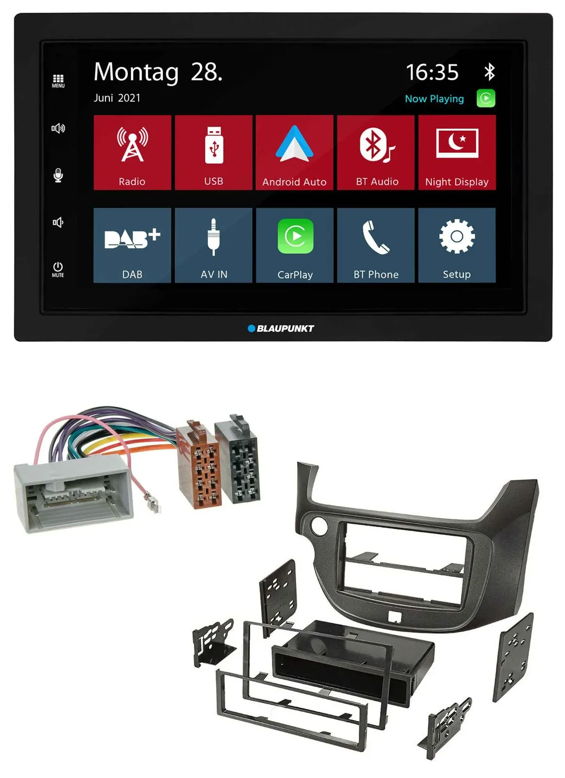 Blaupunkt MP3 Bluetooth DAB 2DIN USB Autoradio für Honda Jazz ab 09 matt schwarz