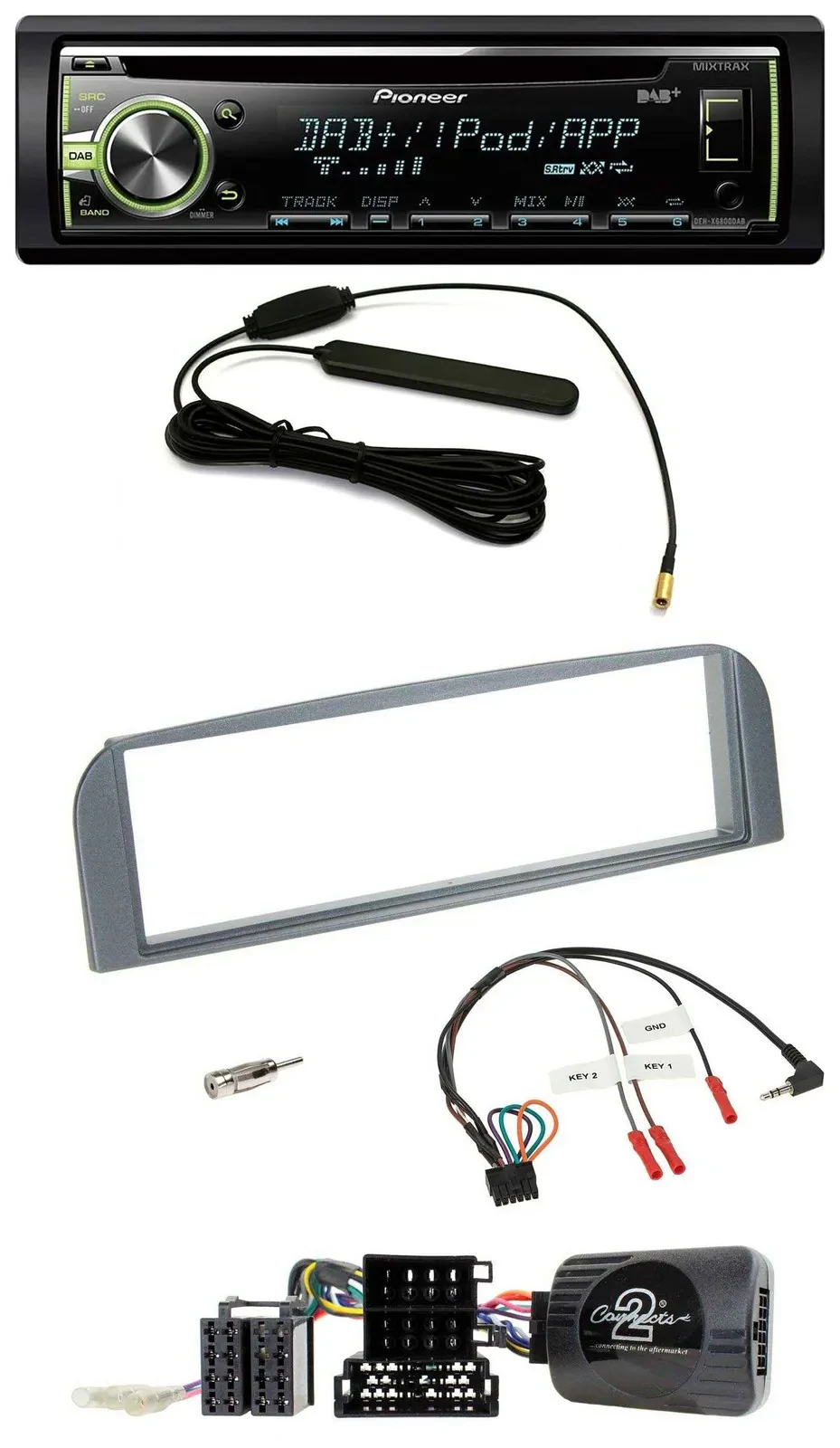 Pioneer MP3 USB CD DAB Lenkrad Autoradio für Alfa 147 GT 2007-2010 anthrazit