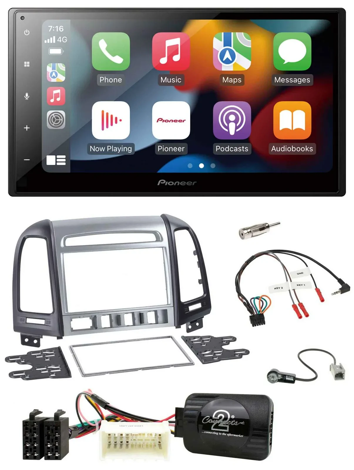 Автомагнитола Pioneer 2DIN, DAB, Bluetooth, USB, для Hyundai Santa Fe