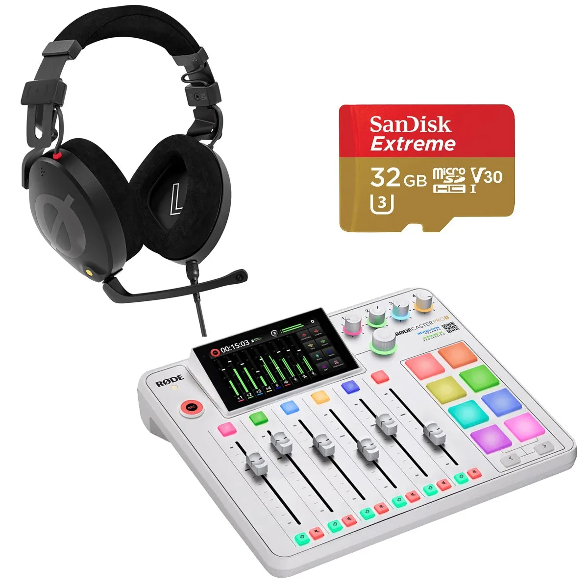 Rode RODECaster Pro II Integrated Audio Production Studio Console, White, Bundle