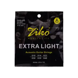 Струны для акустической гитары Ziko DAG-010 Extra Light 10-48