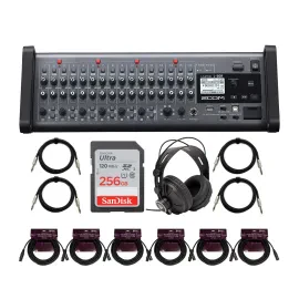 Zoom LiveTrak L20R 20 Channel Digital Mixer Recorder with Headphones Bundle
