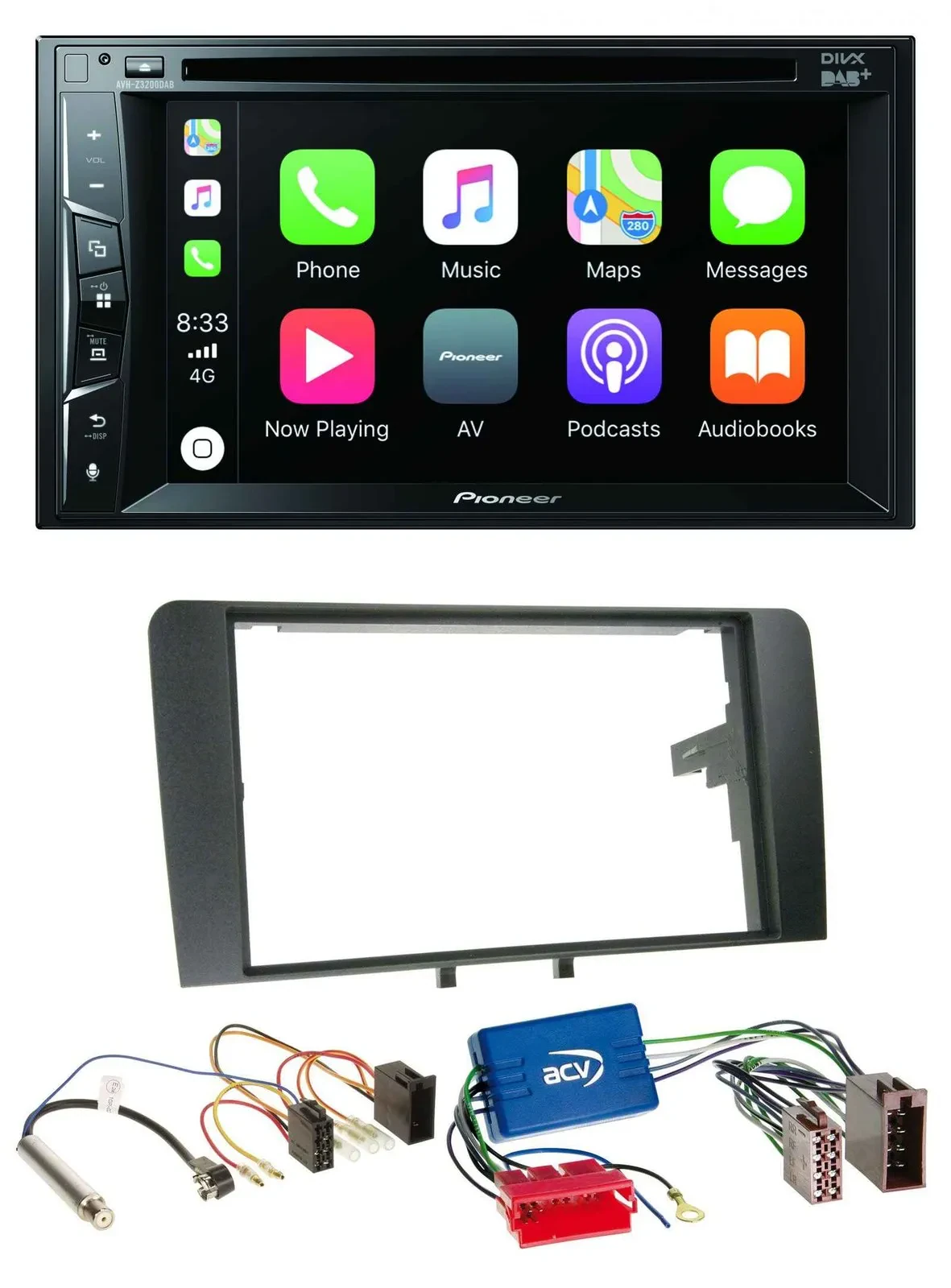 Pioneer MP3 USB DVD Bluetooth DAB 2DIN Autoradio für Audi A3 8P 03-06 Aktivsyste