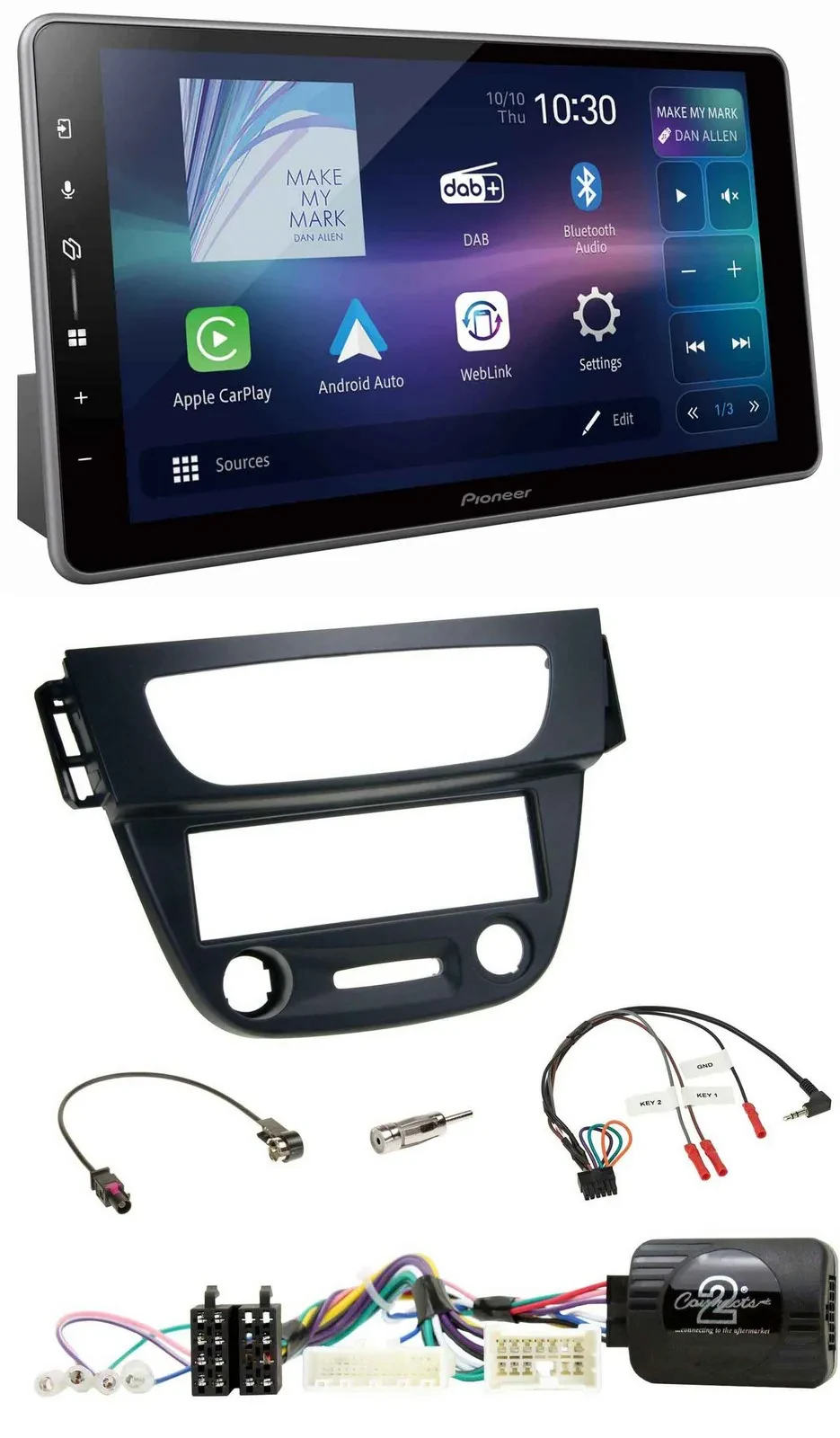 Автомагнитола Pioneer Bluetooth, USB, DAB для Renault Megane/Fluence 2012–2014 с поддержкой кнопок на руле
