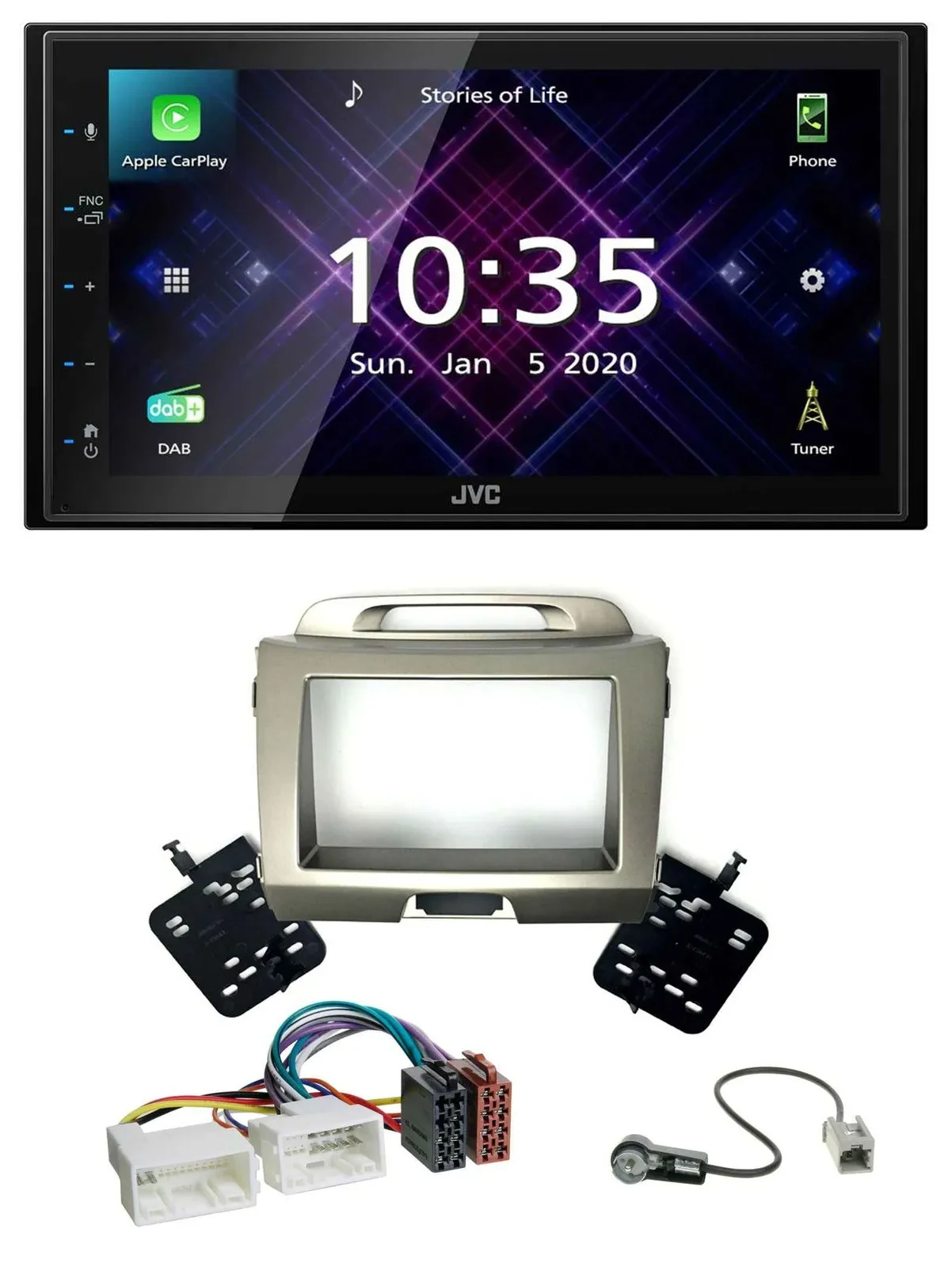 JVC DAB 2DIN MP3 Bluetooth USB Autoradio für Kia Sportage 3 SL 10-15 silber