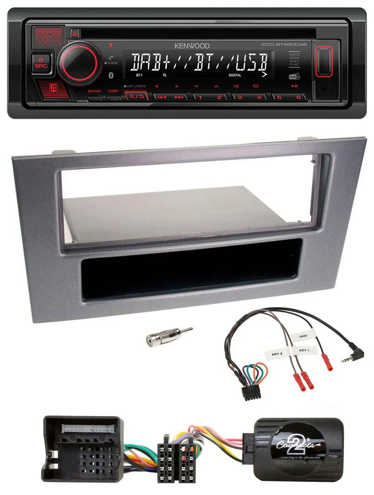Kenwood Lenkrad CD USB Bluetooth DAB Autoradio für Ford Mondeo 2004-2007 anthraz