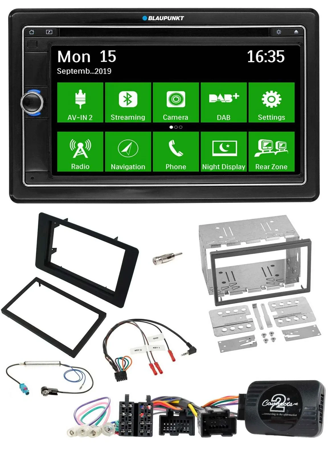 Blaupunkt Bluetooth 2DIN Lenkrad DAB USB TMC Navigation für Saab 9-5 2008-2010