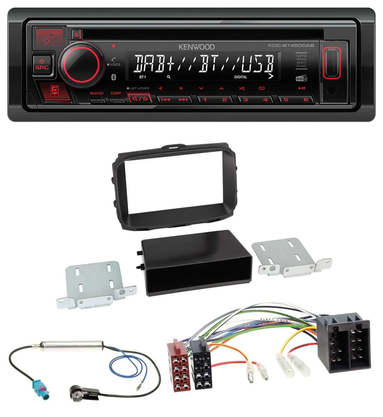Автомагнитола для Alfa Romeo Giulietta 2013–2021 Kenwood MP3/CD/USB/Bluetooth/DAB