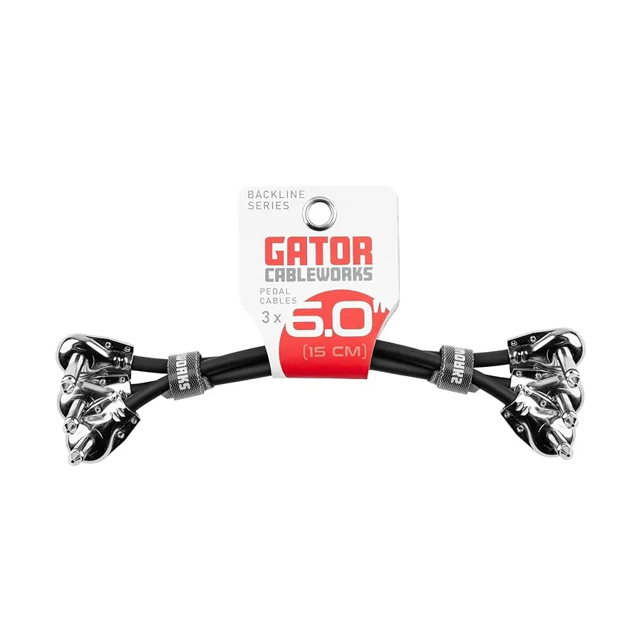 Патч-кабель инструментальный Gator GCWB-INS-6INRA3PK Backline Series Black 0.15 м (3 штуки)