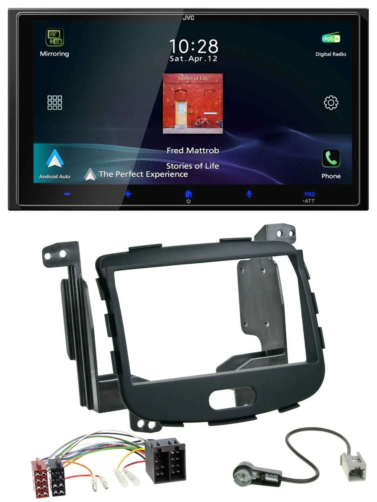 Автомагнитола JVC 2DIN DAB, USB, Bluetooth, MP3 для Hyundai i10 (2008–2013) Rubber Touch