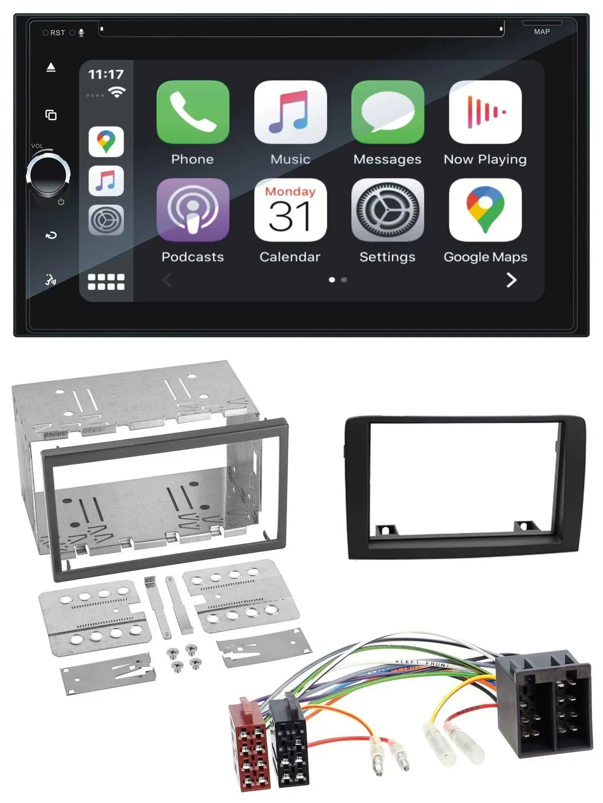 Blaupunkt 2DIN Bluetooth DAB USB DVD MP3 Autoradio für Fiat Idea ab 05 schwarz