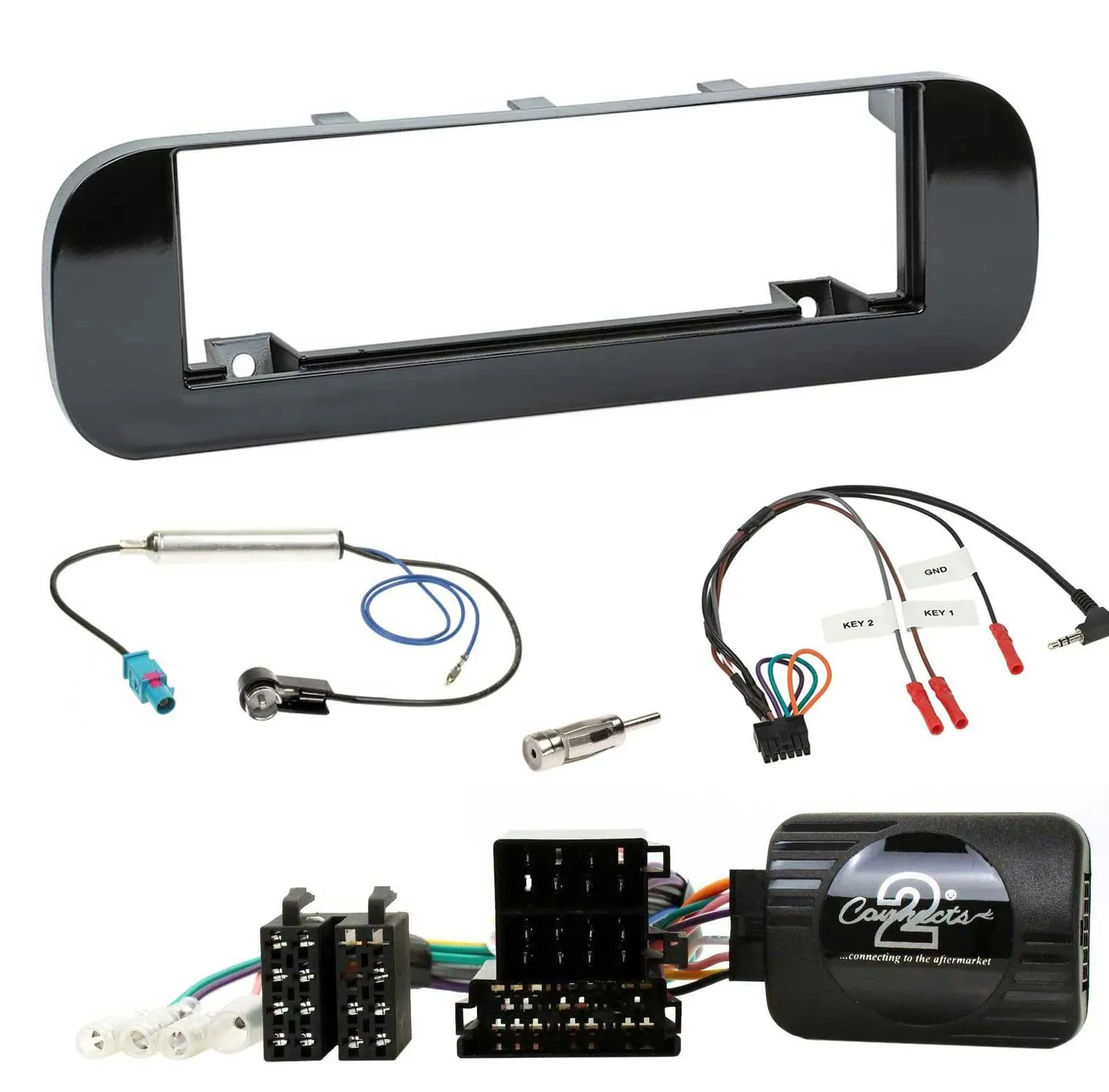 Einbauset CAN-Bus DIN Autoradio für Fiat Panda 2012-2020 Klavierlack