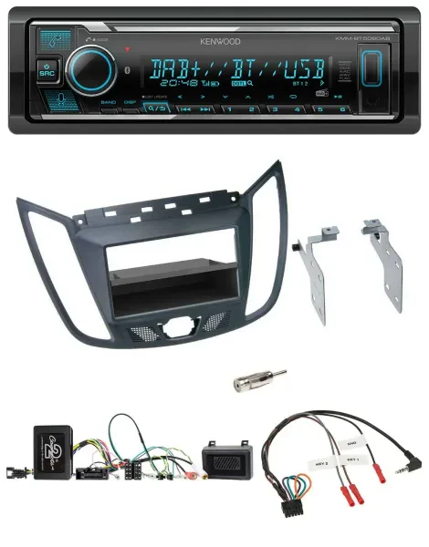 Kenwood Bluetooth Lenkrad DAB USB Autoradio für Ford C-Max Kuga dunkelgrau
