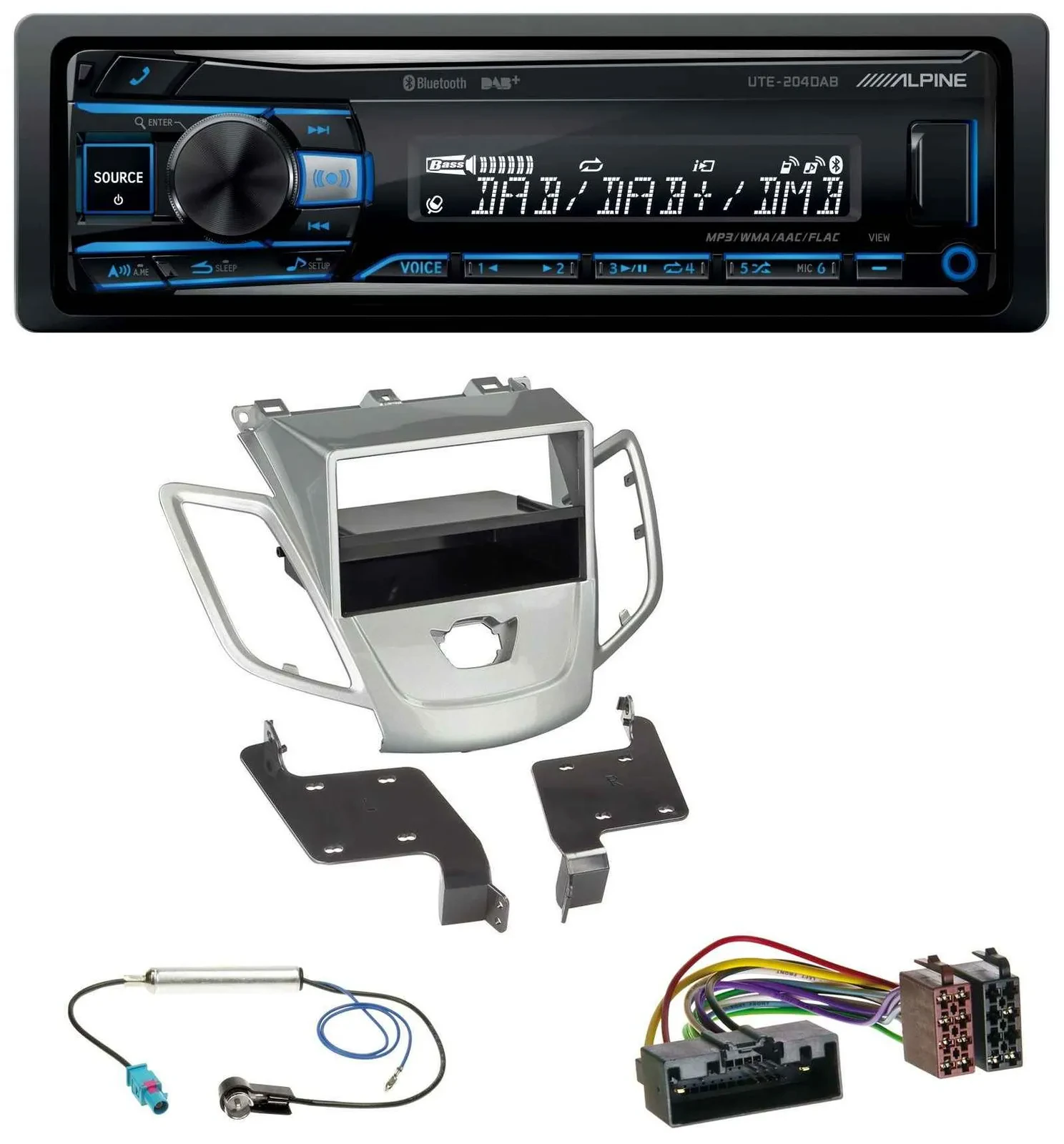 Alpine USB Bluetooth DAB MP3 Autoradio für Ford Fiesta JA8 10-17 ohne Display si